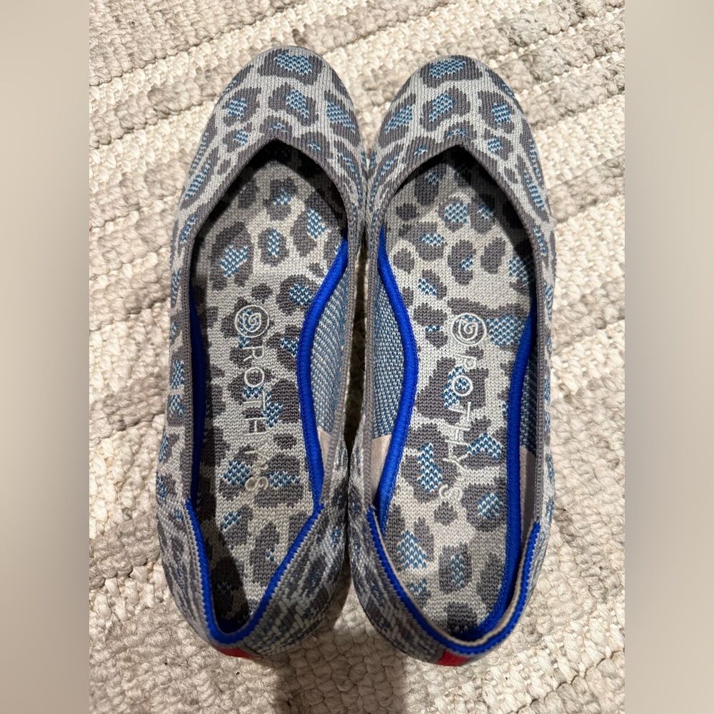 Retired Rothy's Gray and Blue Flats with Bold Trim